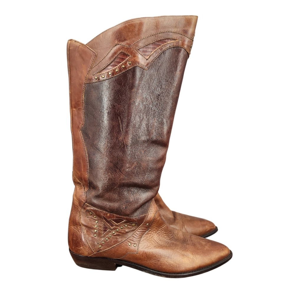 Vtg Circle S Boots‎ Womens 10 M Sphere Brown Leather Riding Western Botas Brazil